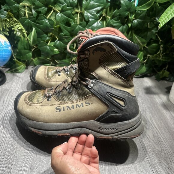 Simms G3 Guide Boots Men’s 10 Dark Elkhorn Nubuck Leather Wading Fishing Vibram - Picture 5 of 13